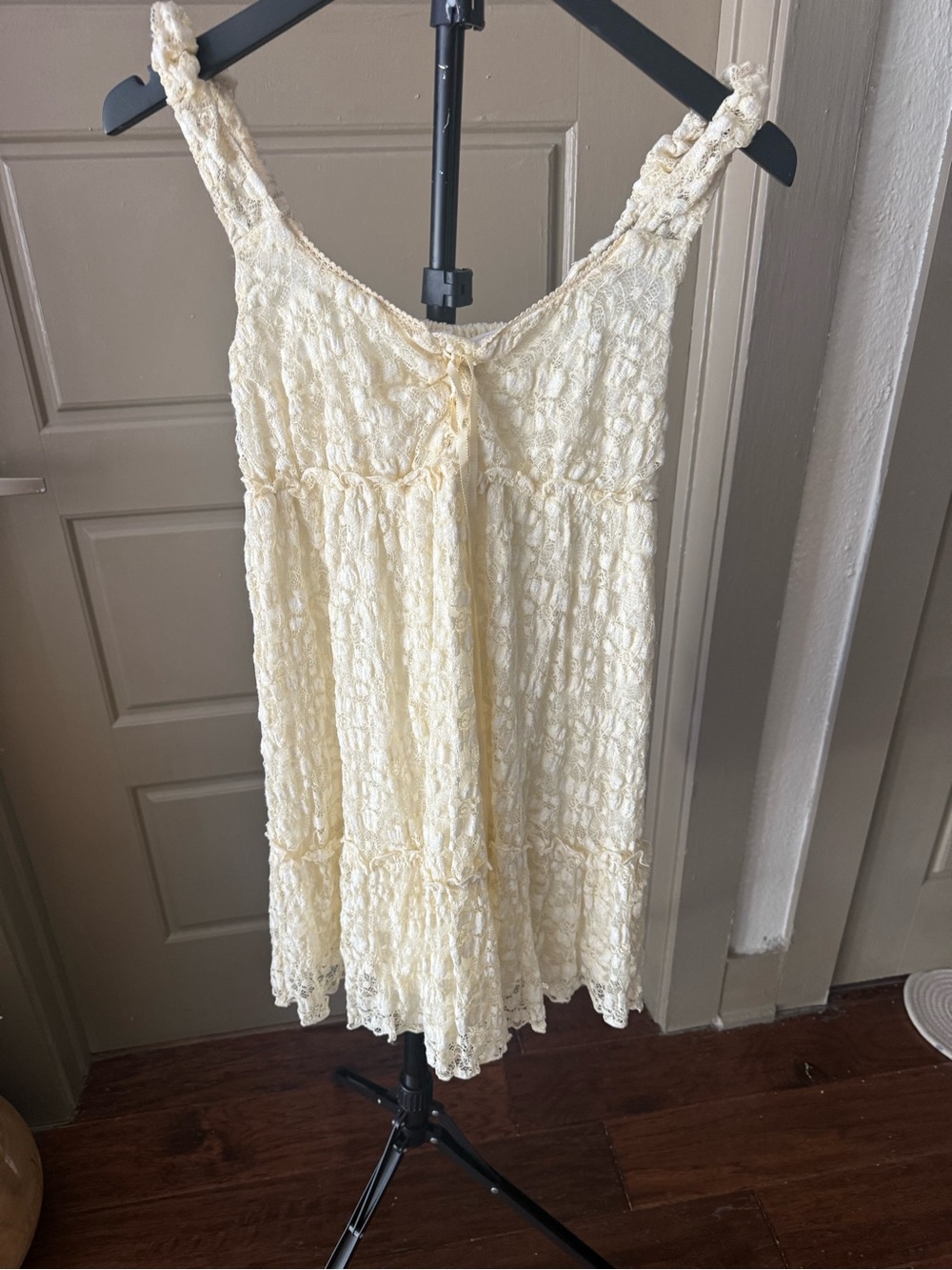 iris Cream Lace Chemise Slip Dress